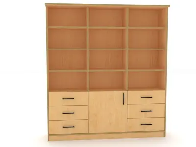 bookshelf 3 cover1 drawer6 plywood Low-poly 3D model