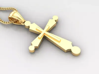 Light Gold 18K Cross Pendant 2CP059 3D print model