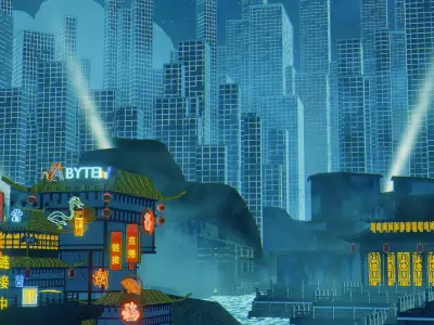 China cyber punk 3D model