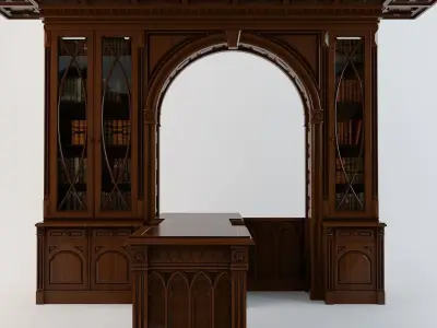 Cabinet bookcase with arched door 3D model