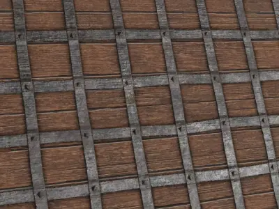 Reinforced Medieval Iron-Bound Wood PBR Texture