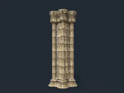 Gothic stone column Low-poly 3D model