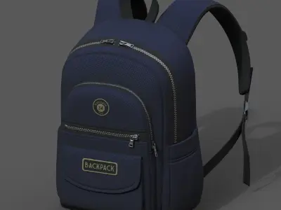 Backpack Camping color bag baggage pockets  Low-poly 3D model