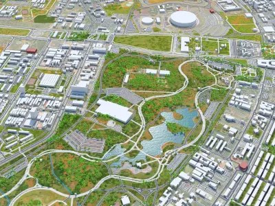 Brasilia Downtown in Brazil Low-poly 3D model