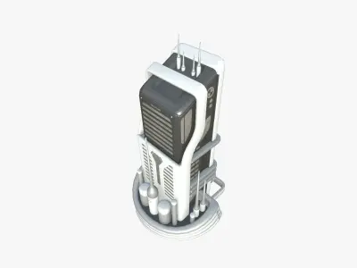 SciFi Building A02 White Gray - Sci Fi Exterior Design Low-poly 3D model