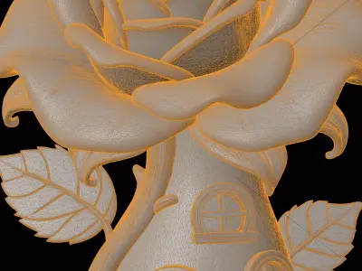 Fairy House Rose Large Bloom As Roof 3D print model