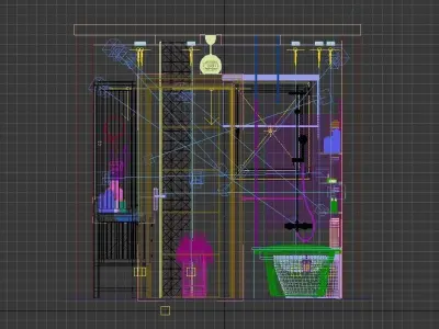Bathroom with vanity and mirror 3D model