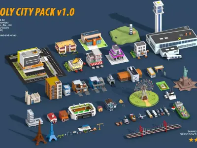 Low Poly City Pack Low-poly 3D model