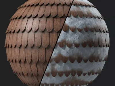 Roof Tile Materials 82- Wooden Roofing By Sbsar Seamless Pbr Texture