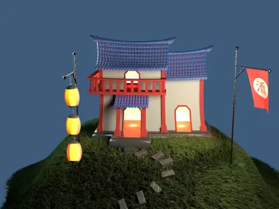 Top Hill Hotel 3d model animation 3D model