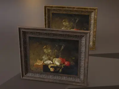 Paintings with frames Low-poly 3D model