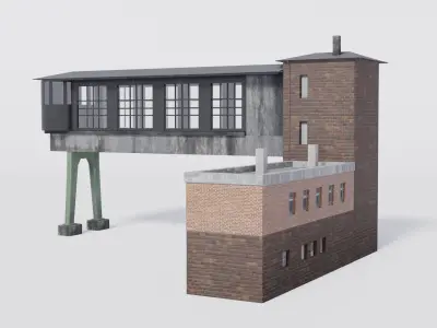 Signal gantry box Low-poly 3D model