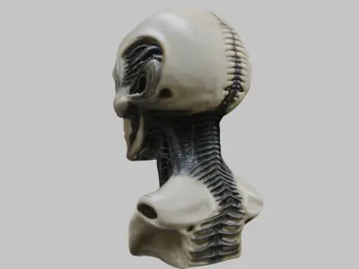 Portrait of a man HR Giger Style Human Head Bust 2 Low-poly 3D model
