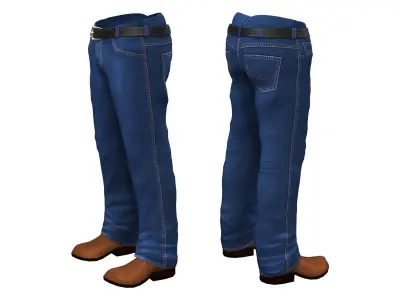 Cowboy Jeans With Shoes Low-poly 3D model