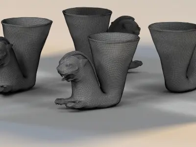 Achaemenid golden cup Low-poly 3D model