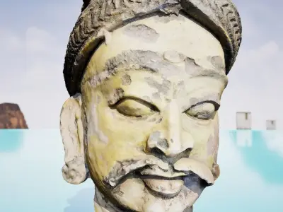 Indian Men Bust - Cement Sculpt - Wall Mural 3D model