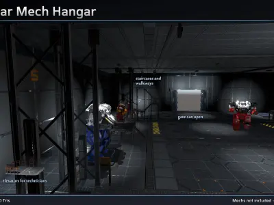 Modular Mech Hangar Low-poly 3D model