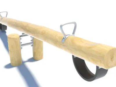 Wooden Robinia seesaw children playground 3D model