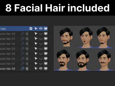 Customizable Man Cartoon Character Low-poly 3D model