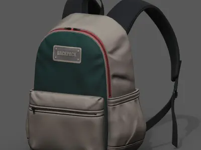 Backpack Camping bag baggage pockets Low-poly 3D model