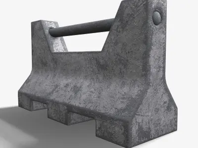 Concrete Barrier PBR 3D model Low-poly 3D model