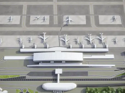 Tehran - Imam Khomeini Airport  - IKA Low-poly 3D model