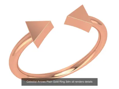 4 Dual End Light Wieght Minimilist Plain Gold Ring 3dm stl 3D Model Pack