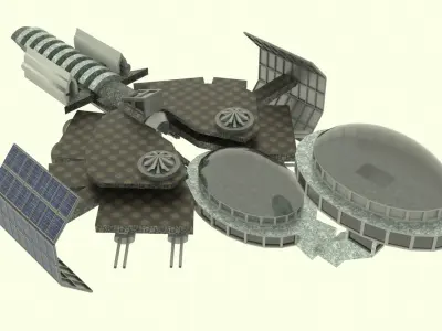 Mig Spaceship Station  Low-poly 3D model