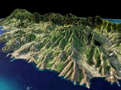 Saint Vincent island full 3d model terrain 3D model