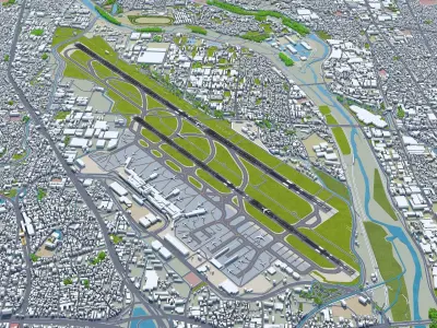 Osaka Airport 10km Low-poly 3D model
