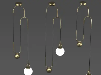 Lamp 1 modern brass pendant light 3D model