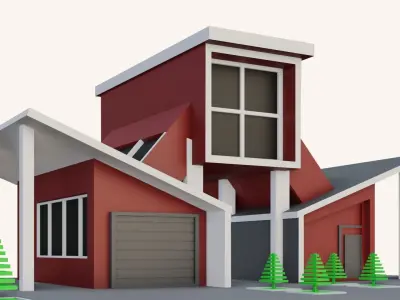 Low Poly Modern House Pack - 20 Low-poly 3D model