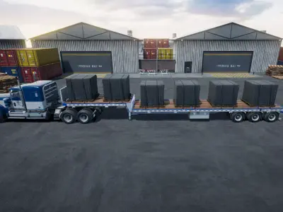 80s Semitruck dropdeck trailer unity asset Low-poly 3D model