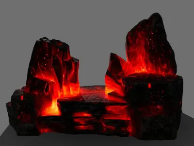 Stone lava rock Low-poly 3D model