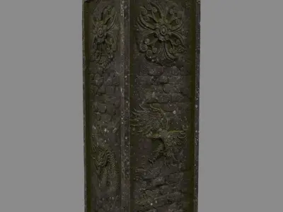 column four stone pillars Low-poly 3D model