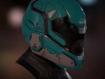 Futuristic soldier helmet Low-poly 3D model