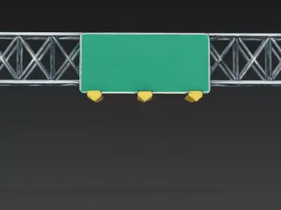 Highway Overhead Gantry Sign Structure 3D Model Low-poly 3D model