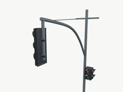 Traffic Light and Pedestrian Signal Low-poly 3D model
