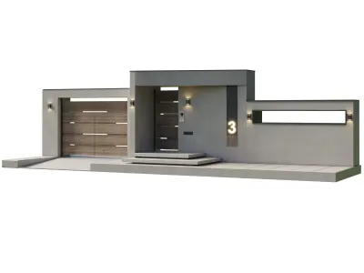 Door Outdoor entrance and fence 07 3D model