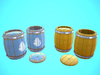 BARREL CARTOON STYLIZED  Low-poly 3D model