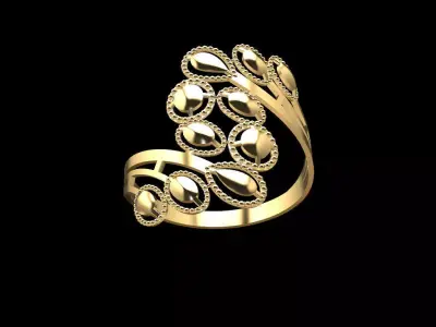 RING109 gold leaf ring 3D print model