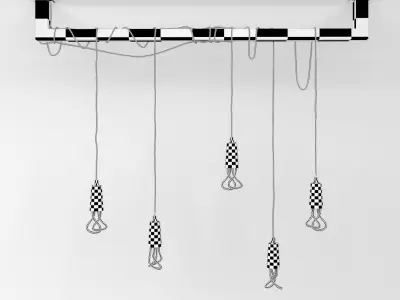 Cable bar pendant light with Original Plumen 001-light bulbs 3D model