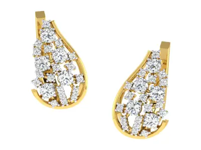 Light Weight Yellow Gold Diamond Earring EZ BI-25 3D print model