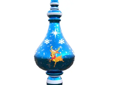 Charming Reindeer Blue Holiday Bauble 3D Model PBR Lowpoly Low-poly 3D model