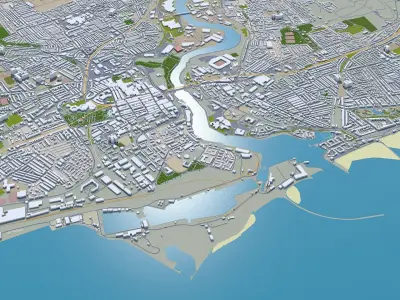 Sunderland England 30km Low-poly 3D model