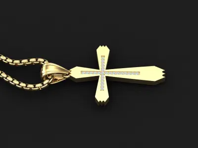 High Cross Pendant Light Gold 18K 3CP032 3D print model