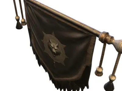 Wolf Crest Banner Low-poly 3D model
