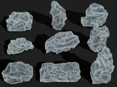Mountain ice Rocks - PBR Pack 09 Low-poly 3D model