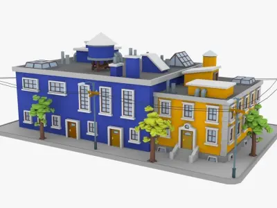 LowPoly City Block02  Low-poly 3D model