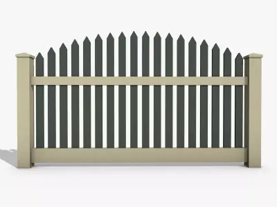 Wooden Fence Low-poly 3D model 9